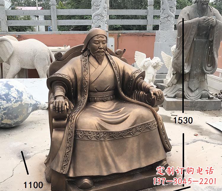 上海坐式成吉思汗铜雕 (2)