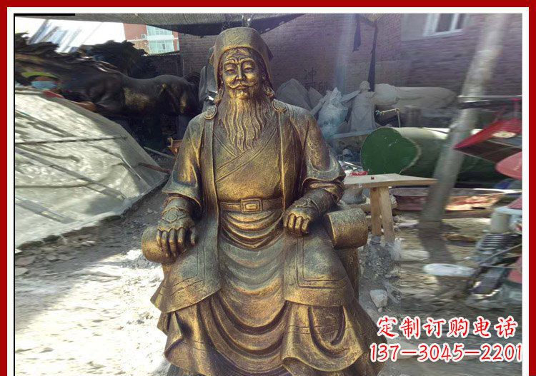 上海坐式成吉思汗铜雕